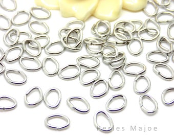 50 anneaux de jonction ovales ouverts couleur platine 7 x 5 mm