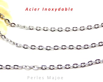 1 mètre de chaîne en acier inoxydable maillons non soudés dimensions 4 x 3 mm