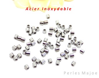 50 Edelstahlröhrchenperlen, Abmessungen 2 x 2 mm