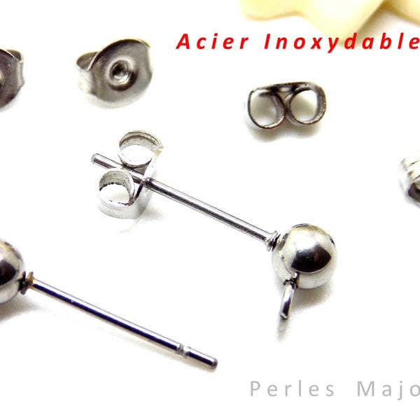 10 supports pour boucles d'oreilles puces en acier inoxydable