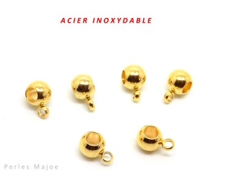 bélières rondelles en acier inoxydable, couleur or, dimensions : 9 x 6 x 4.5 mm, lot de 10