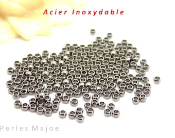 50 perles à écraser en acier inoxydable dimensions 2 x 1 mm