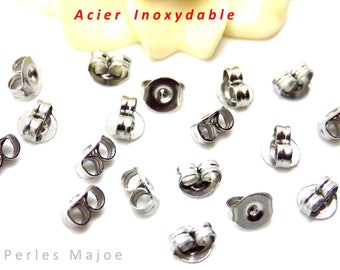 20 embouts pour boucles d'oreilles puces en acier inoxydable