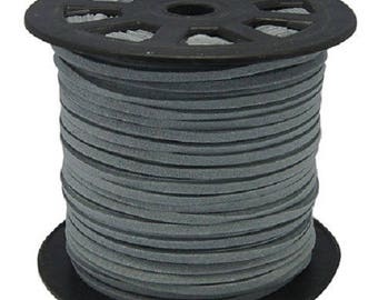 3 mètres de cordon de suédine plat couleur gris foncé 3 mm