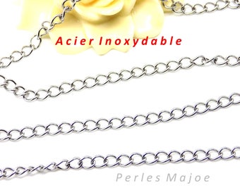 1 x mètre chaîne gourmette en acier inoxydable