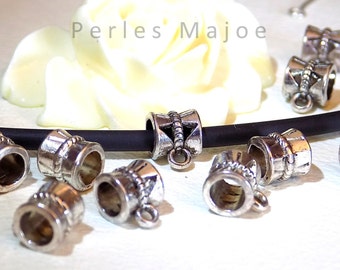 10 x belières décorées couleur argent antique 10x7x7 mm