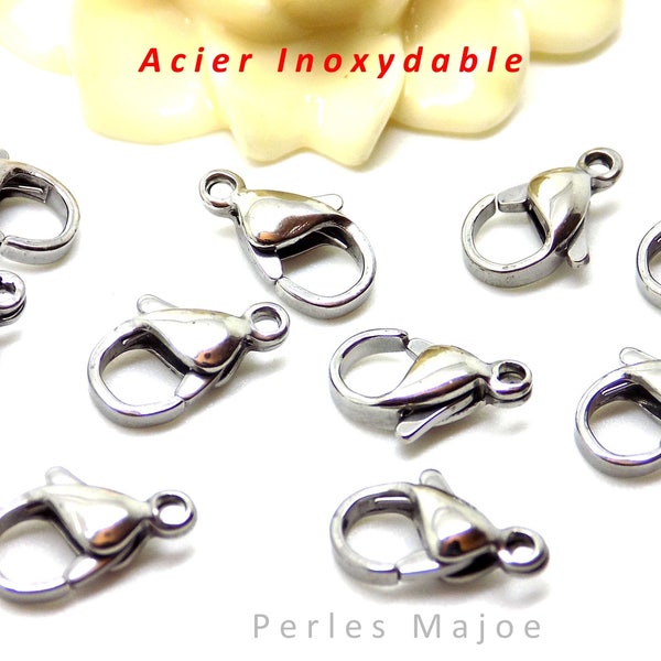 10 fermoirs en acier inoxydable dimensions 12 x 7 mm