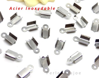 20 embouts pour cordon en acier inoxydable dimensions 10 x 4 x 3.5 mm