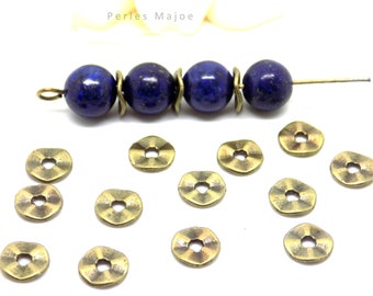 perles intercalaires disques ondulés rondes et plates bronze diamètre 7 mm vendues par lot de 20 / 40 ou 60