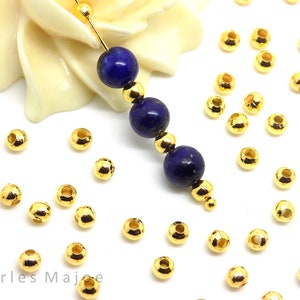 perles intercalaires rondes couleur dorée diamètre 3 mm