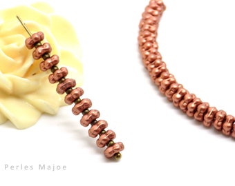Perles tchèques daisy, fleur, rondelle, en verre pressé, couleur cuivre, diamètre 5 mm, lot de 30
