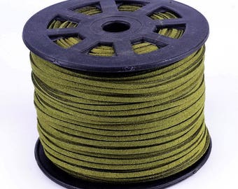 3 meters of suede cord 3 mm olive color