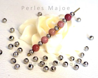 Lot de 200 perles entredoises rondes de couleur platine 3.2 mm