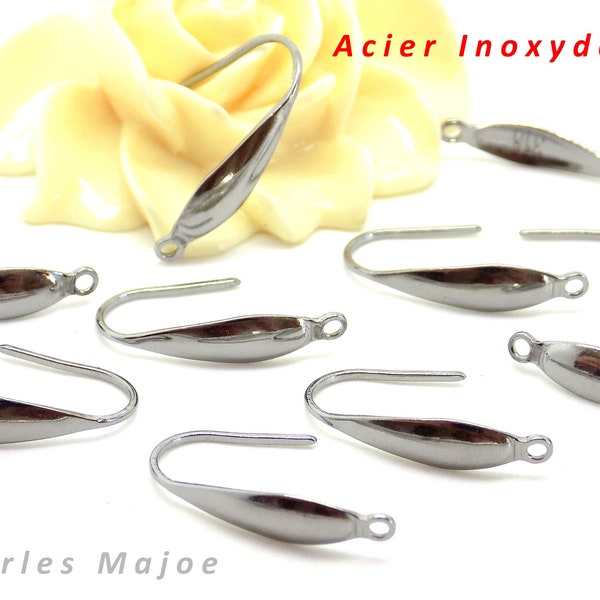 6 crochets boucles d'oreilles en acier inoxydable