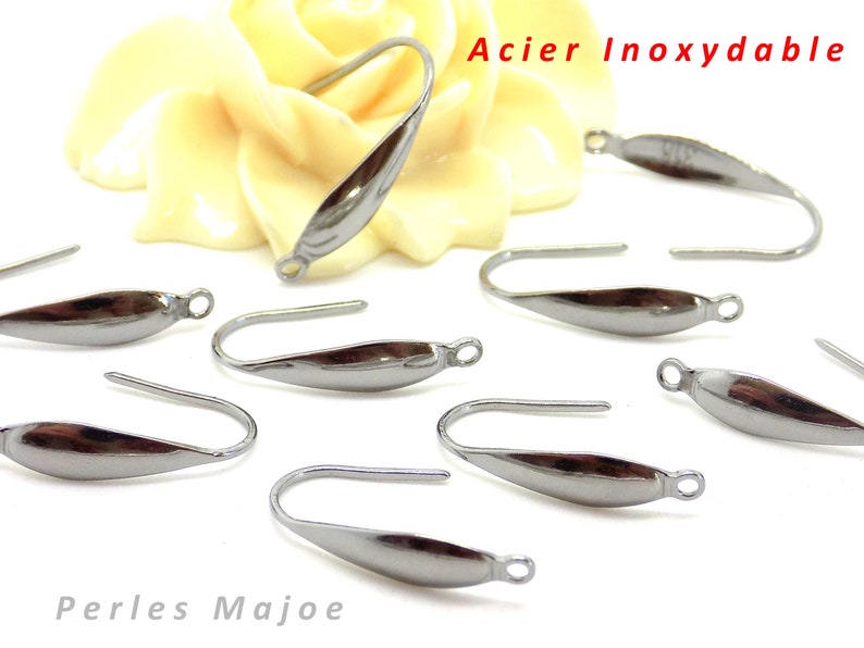 6 crochets boucles d'oreilles en acier inoxydable image 1