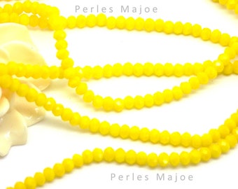 Lot de 60 perles opaques en cristal rondelles à facettes de couleur jaune 3 x 2 mm