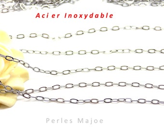 1 x mètre chaîne en acier inoxydable maillons rolo ovale soudé dimensions 3 x 2 x 0.5 mm