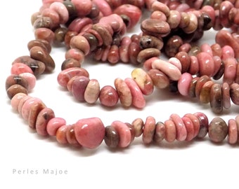 Perle rhodonite, puce, pépites, dimensions diverses, filet de 300 perles environ
