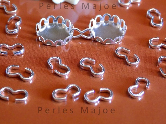 Lot de 50 connecteurs fermoirs doubles quick links couleur argent