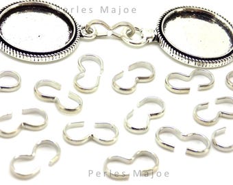 50 connecteurs fermoirs doubles quick links couleur platine 14 mm x 7 mm