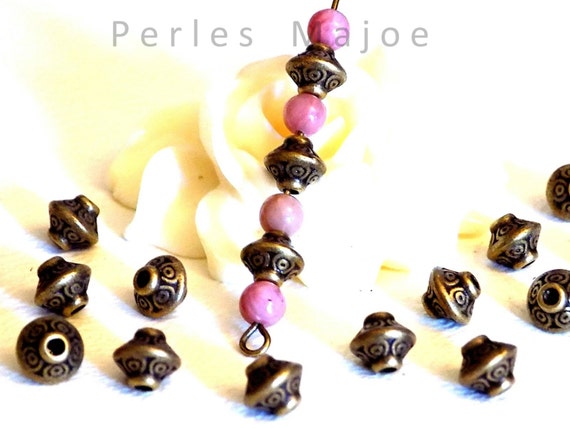 60 x perles daisy intercalaires couleur bronze dimensions 4 X 2 mm