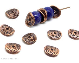 torsion cups decorated copper color 9 x 10 mm, sold in sets of 6 or 20