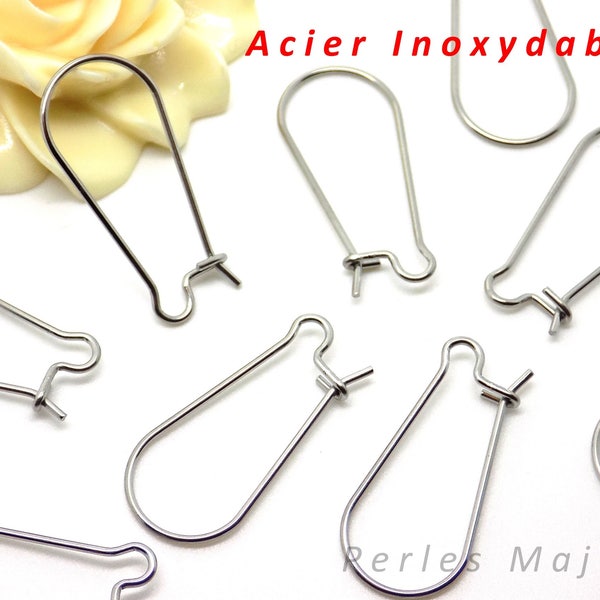 10 supports boucle d'oreilles dormeuses en acier inoxydable dimensions 25 x 12 mm