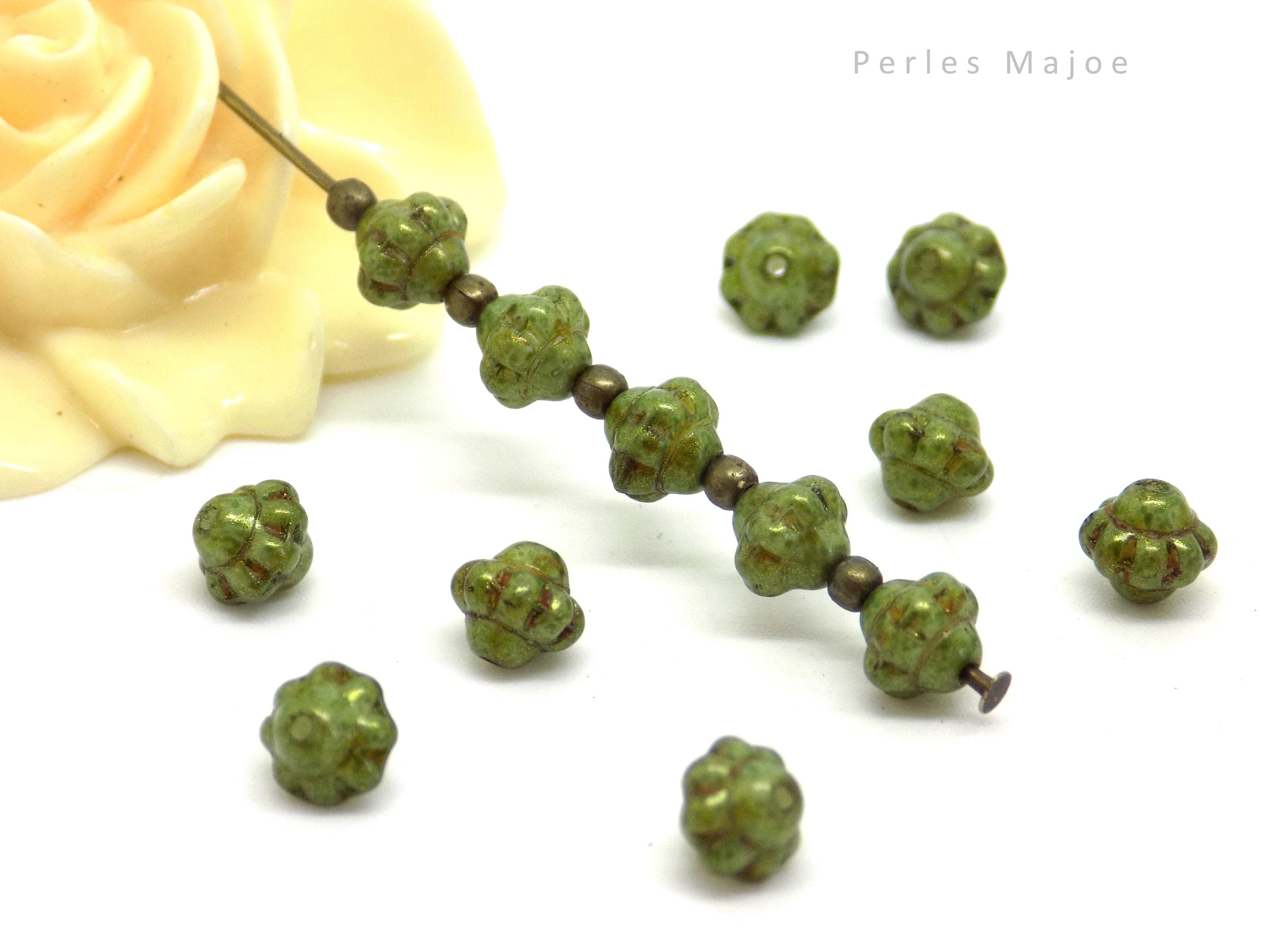 Lot De 100 Perles Anciennes En Verre Tchèque - 6mm, Beige Marron, Vintage, Fond De Stock