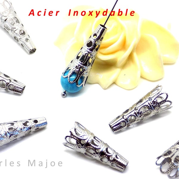 10 coupelles cône en acier inoxydable dimensions 22 x 9 mm