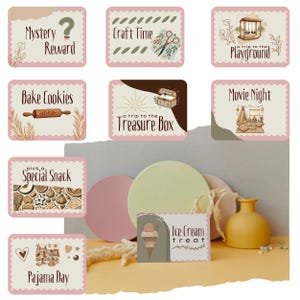 Cartes de récompense imprimables Boho pour enfants | Téléchargement numérique | Modèle de toile modifiable | Incitatifs au comportement positif | PDF et JPG de 6,5 x 5 pouces