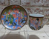 Japanese Satsuma small cup and saucer vintage