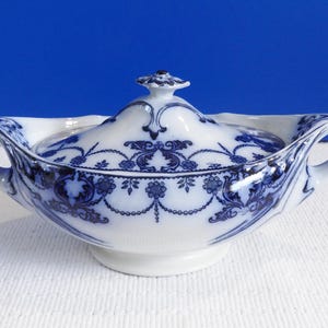 Antique Flow Blue Till & Sons Lidded Tureen Venus