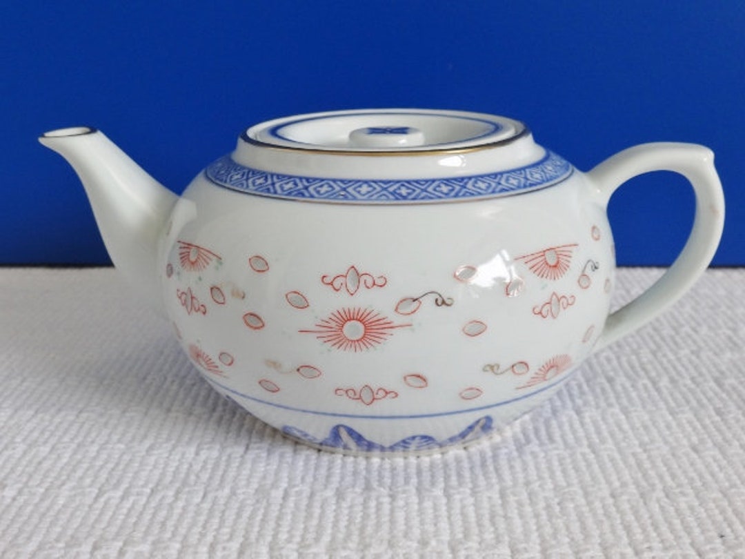 Chinese Porcelain Rice Grain Pattern Teapot - Etsy