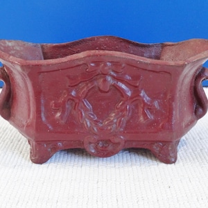 Antique Small French Ornate Heavy Cast Iron Jardiniere Floral Planter