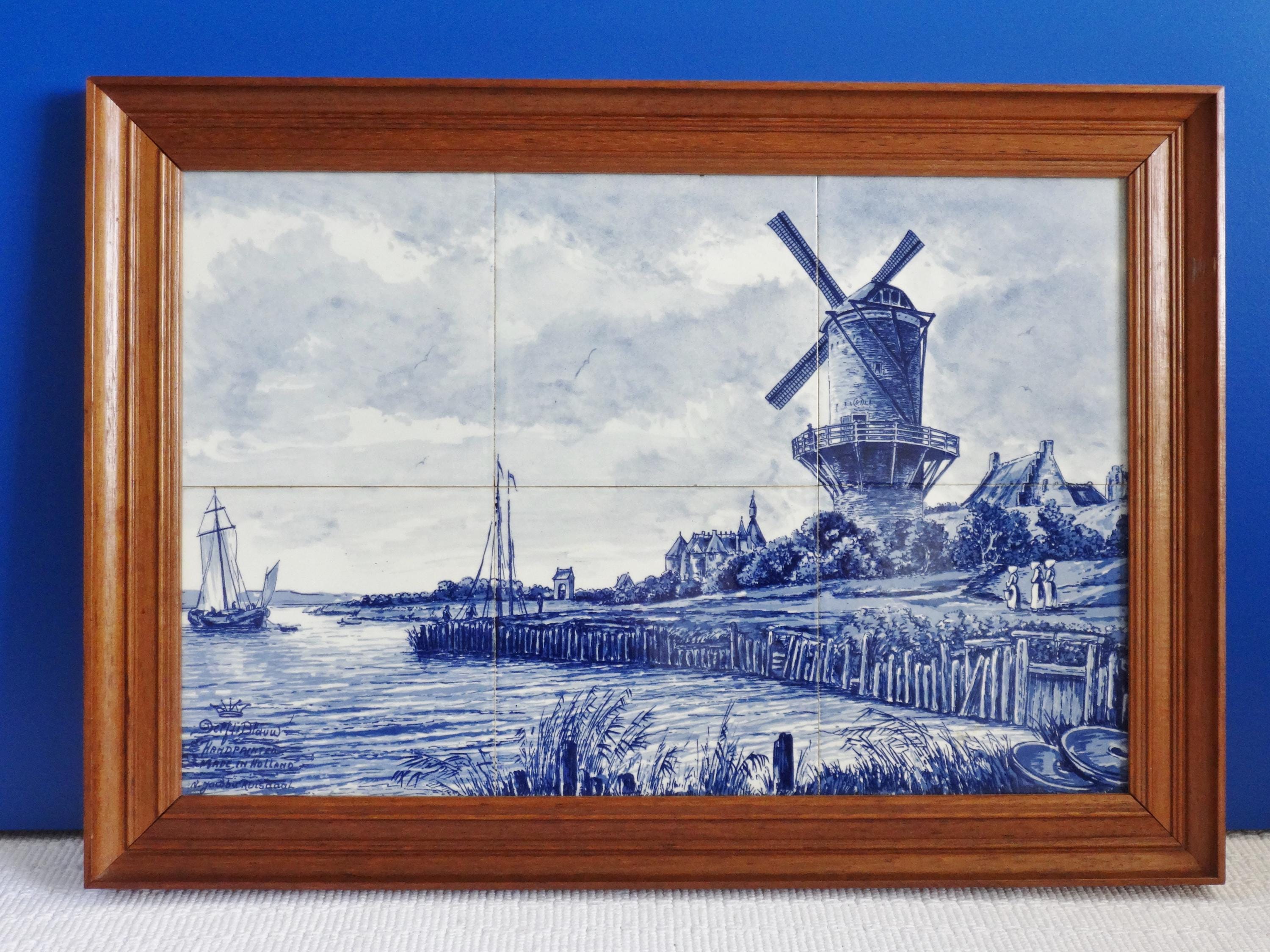 美術品・アンティーク・コレクション オランダ タイル 風景画 風車