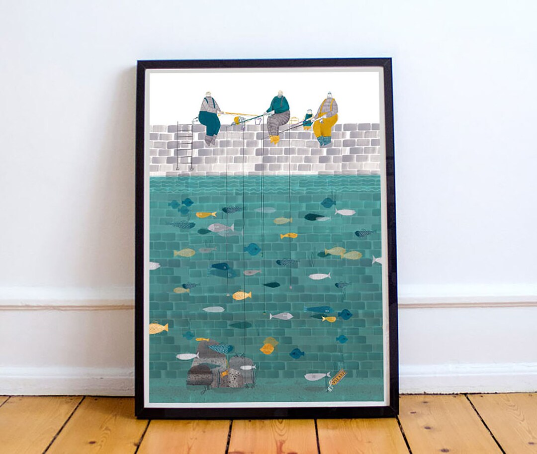 A3 Print, Art Prints, Artwork, Decor, Wall Art, Illustration, Harbour