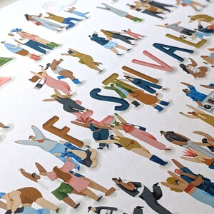 May include: A colorful illustration of people forming the word "Festival" with their bodies. The people are drawn in a cartoon style and are wearing a variety of clothing. The background is white.