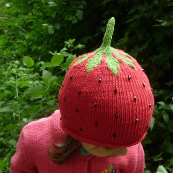 knitted strawberry hat