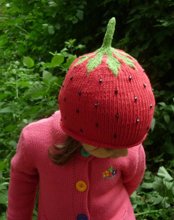 knitted strawberry hat