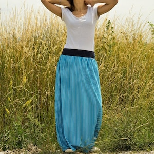Long Skirt Hippie Skirt Summer Camp Skirt Elastic Waist Skirt Camping Clothes Light Blue Skirt Pull On Skirt Flowy Skirt Camping Skirt Long