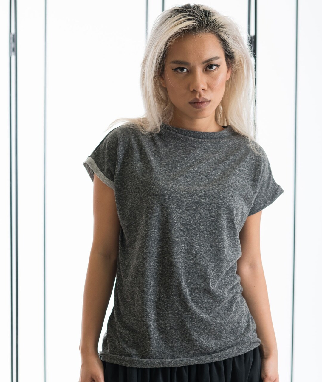 Basic T Shirt Hipster Clothes for Women Gray Tee Simple Top Etsy