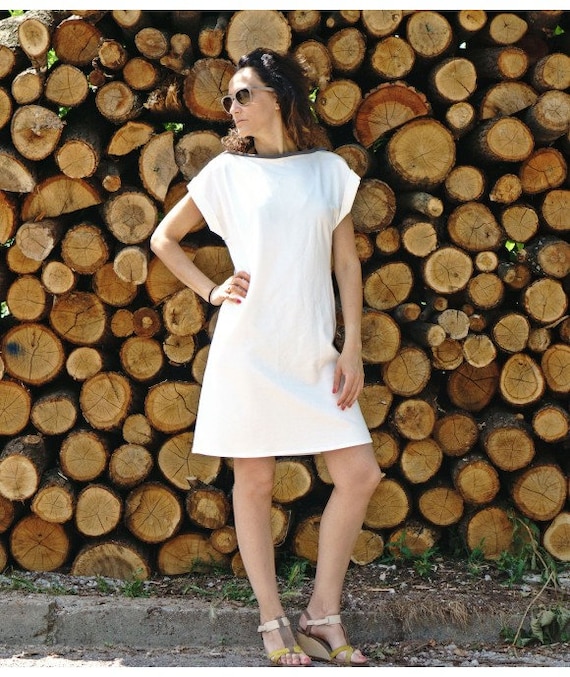 short white shift dress
