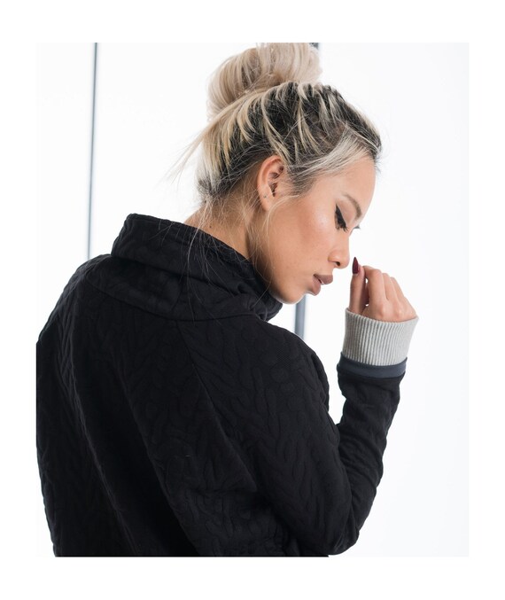 black turtleneck sweatshirt
