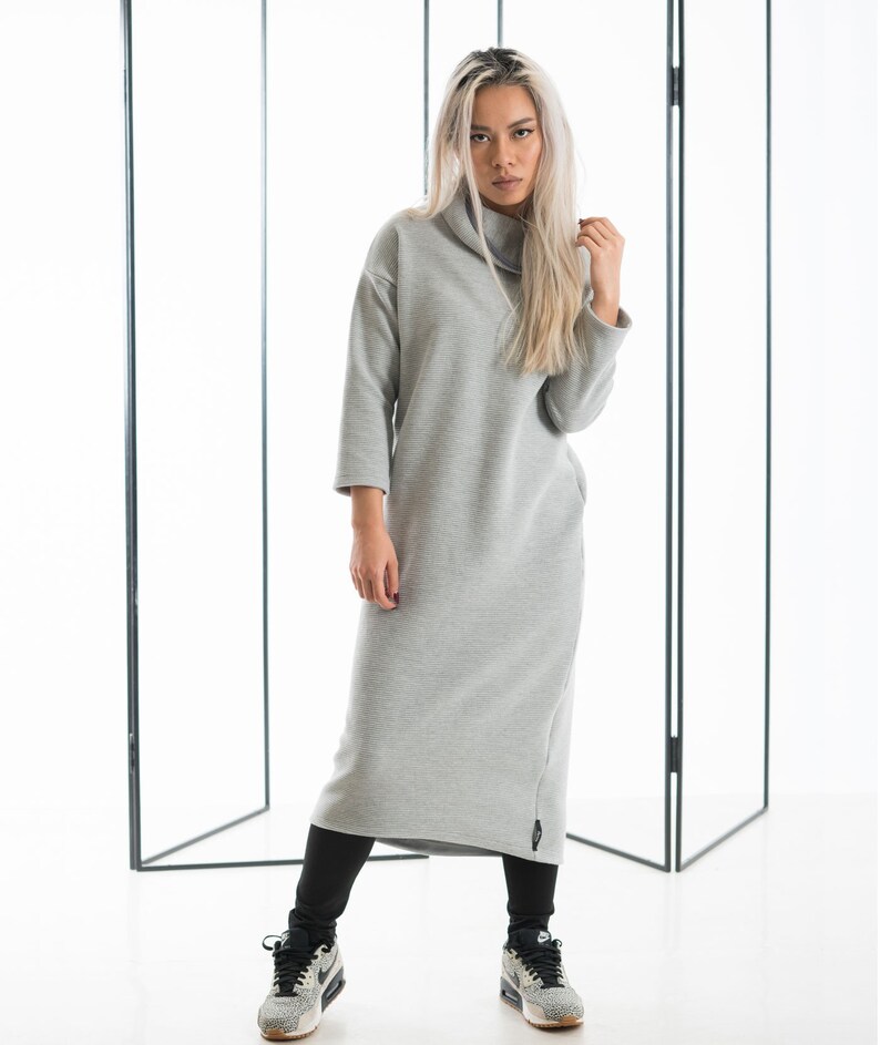 high neck tunic dress