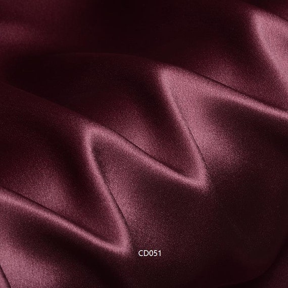 Mahroon 30MM Pure Silk Heavy Satin Fabric by yard solid Lining perfect for  Silk Wedding Pajamas Kimono Robe Lingerie dress kaftan