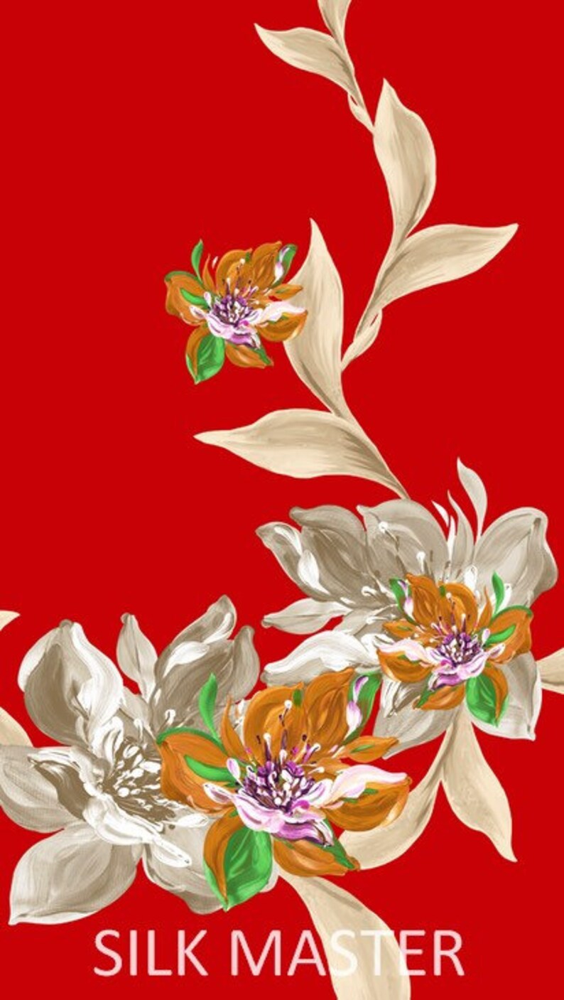 Elegant Satin Silk Fabric by the Yard Abstract Design Big Etsy