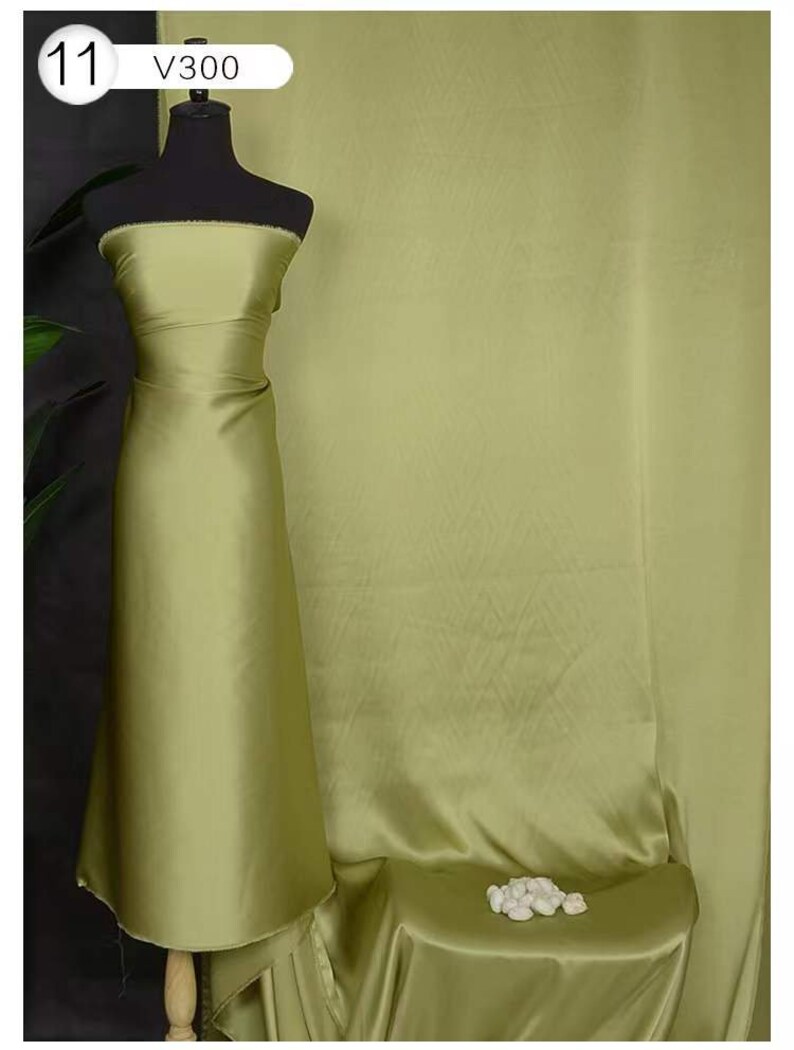 Moss Green Silk Satin Fabric by the Yard Solid Lining Perfect Etsy