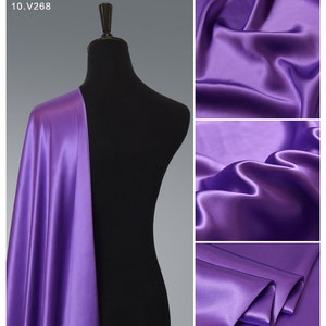 Amethyst Purple Silk Satin Fabric by the yard  Wholesale Silk Fabric ,Perfect for tops, kimono,kaftan,luxury bridal casual robes, lingerie