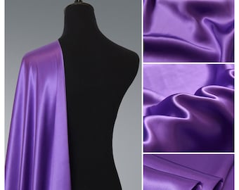 Ametista Viola Seta Satin Tessuto tagliato a misura Tessuto di seta all'ingrosso, Perfetto per top, kimono, kaftan, abiti casual da sposa di lusso, lingerie