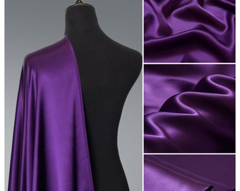 Tessuto in raso di seta di melanzane al metro, Lingerie e Dress Silk, Wholesale Silk Fabric tagliato a misura